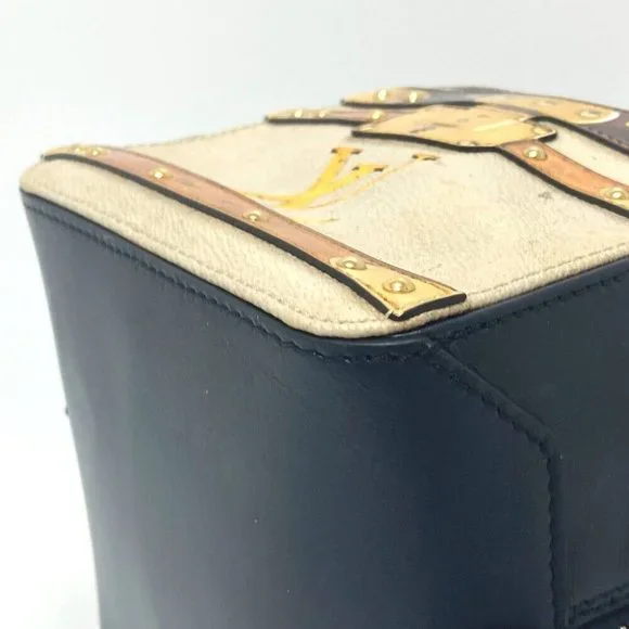 Authentic LOUIS VUITTON M52350 Trompe l'oeil Chain 2WAY Hand Bag Leather Black/B - Picture 3 of 16